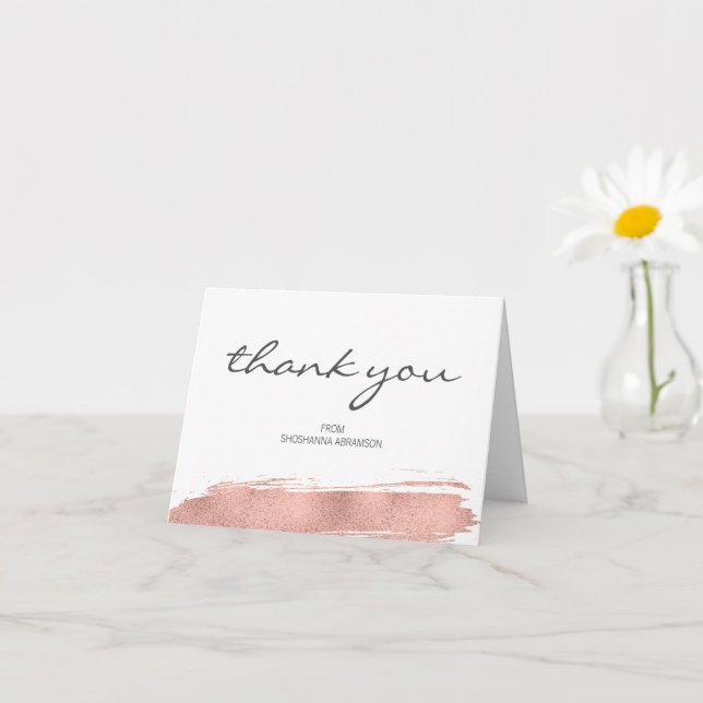 Rose Gold Pinselstrich Bat Mitzvah Dankeschön Kart Karte (Kleines Gewächs)