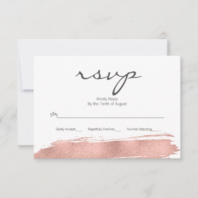 Rose Gold Pinselstrich Bat Mitzvah RSVP Karte (Vorderseite)