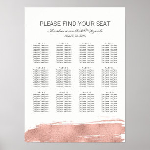 Rose Gold Pinselstrich Bat Mitzvah Sitzplan Poster