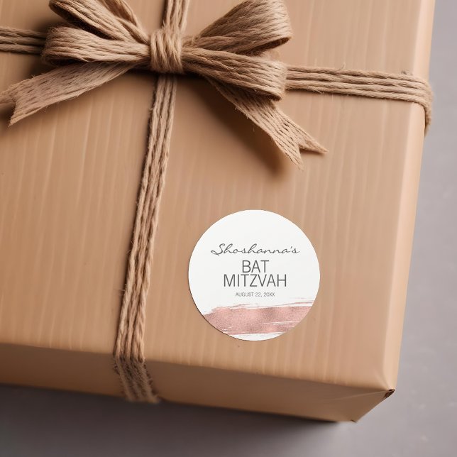 Rose Gold Pinselstrich Bat Mitzvah Sticker (Von Creator hochgeladen)
