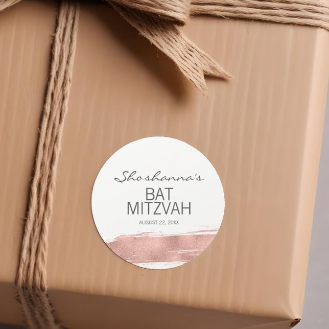 Rose Gold Pinselstrich Bat Mitzvah Sticker (Von Creator hochgeladen)