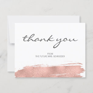 Rose Gold Pinselstrich Brautparty Danke Karte