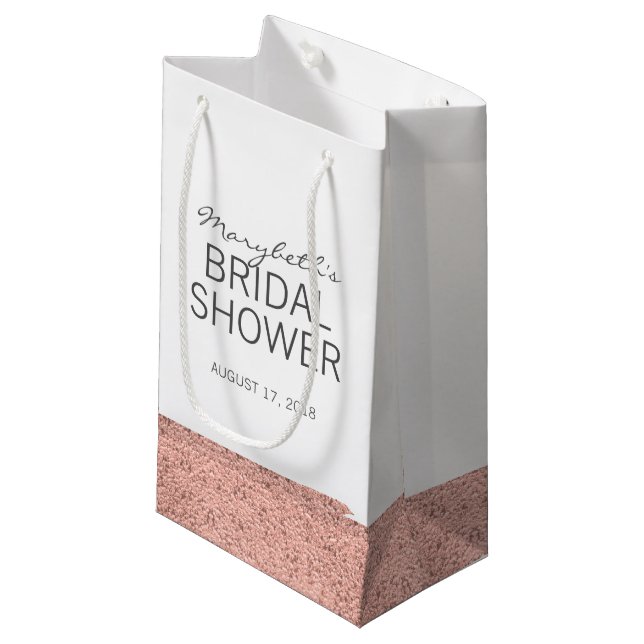 Rose Gold Pinselstrich Brautparty Geschenktasche Kleine Geschenktüte (Vorderseite Schrägansicht)