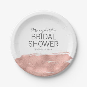 Rose Gold Pinselstrich Brautparty Paper Teller