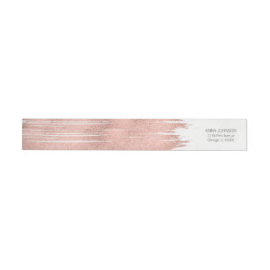 Rose Gold Pinselstrich-Umschlag-Adressetikett