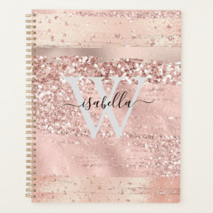 Rose Gold Pinselstriche Schlaganfälle Glitzer Scri Planer