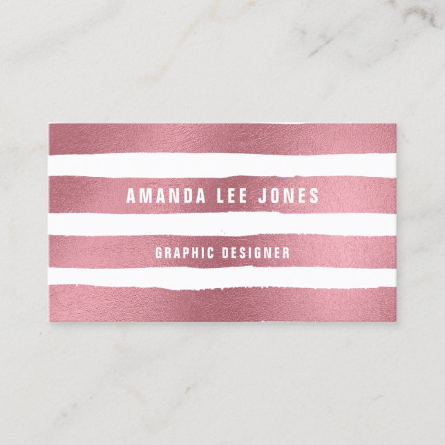 Rose Gold Pinselstriche Visitenkarte (Vorderseite)