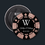 Rose Gold Poker Chip Casino Hochzeitsfeier Gefalle Flaschenöffner<br><div class="desc">Feiern Sie stilvoll mit diesem trendigen Poker Chip Flaschenöffner. Das Design ist leicht mit Ihrer eigenen Formulierung zu personalisieren und Ihre Familie und Freunde werden begeistert sein,  wenn sie dieses fabelhafte Gastgeschenk erhalten.</div>