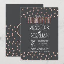 Rose Gold Polka Dots und Kohle Grau Verlobung