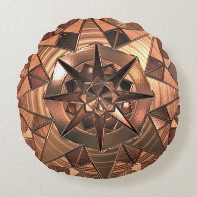 Rose Gold Polyester Rundwurfkissen (16") Rundes Kissen (Vorderseite)