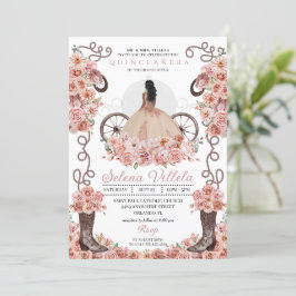 Rose Gold Princess Dress & Boots Quinceañera Einladung