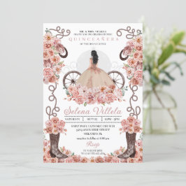Rose Gold Princess Dress & Boots Quinceañera Einladung