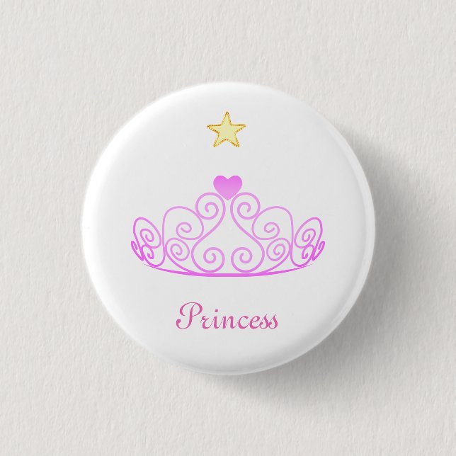 Rose Gold Princess Tiara, Stern & Kalligraphie Button (Vorderseite)