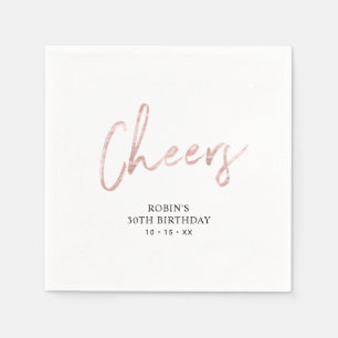 Rose Gold Prost Pinsel Schrift Erwachsener Geburts Serviette