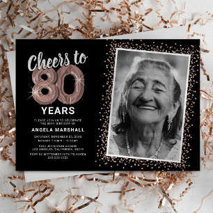 Rose Gold Prost zum 80. Geburtstag Foto Einladung