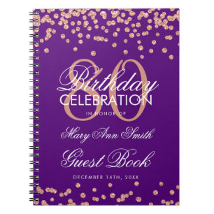 Rose Gold Purple 80e Anniversaire Livre d'hôtes Co
