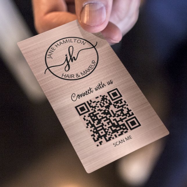 Rose Gold QR Code Circle Business Logo Visitenkarte (Von Creator hochgeladen)