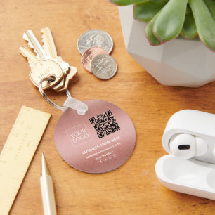 Rose Gold QR Code Logo Website Social Media Schlüsselanhänger