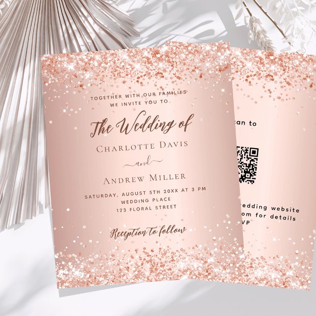 Rose Gold QR-Code UAWG Einzelheiten Hochzeitseinla (Von Creator hochgeladen)