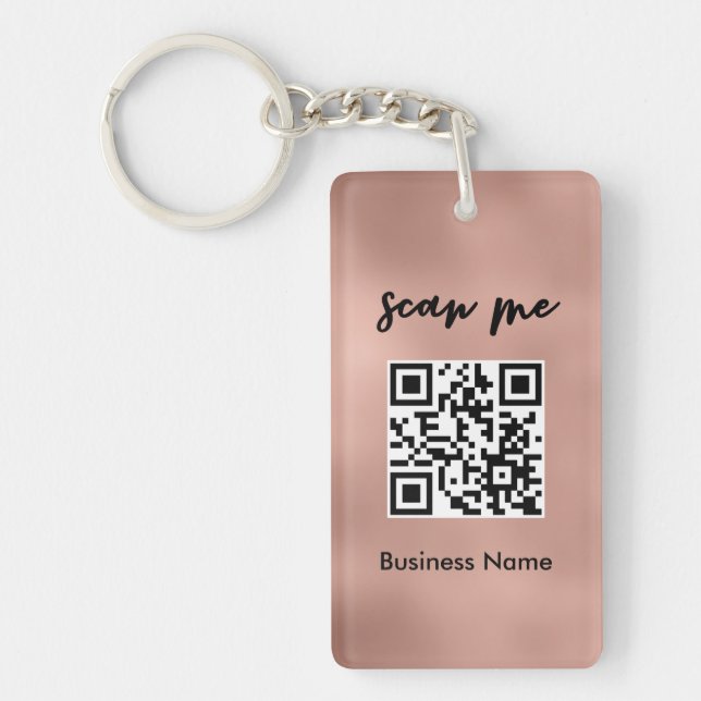 Rose Gold QR Code Visitenkarte Ihr Logo Schlüsselanhänger (Vorderseite)