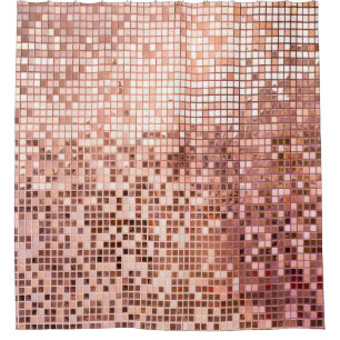 Rose Gold: quadratische Mosaikfliesen. Duschvorhang