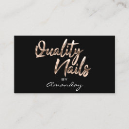 Rose Gold Quality Nails Script QRCode Logo Visitenkarte