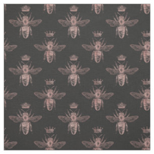 Rose Gold Queen Bienen auf Schwarz Stoff