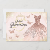 Rose Gold Quinceanera Butterfly Kleid