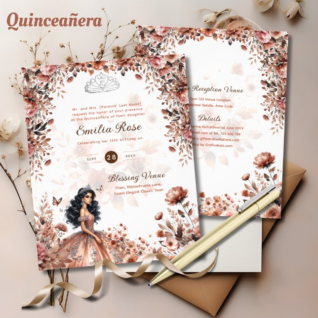 Rose Gold Quinceanera Dress Floral Rose (Von Creator hochgeladen)