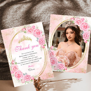 Rose Gold Quinceanera Miss Quince 15 Anos Geburtst Dankeskarte