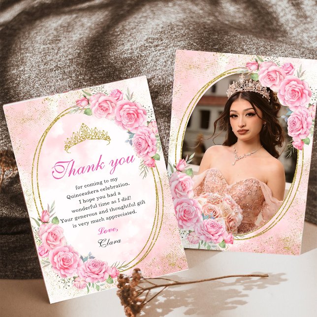 Rose Gold Quinceanera Miss Quince 15 Anos Geburtst Dankeskarte (Von Creator hochgeladen)