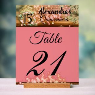 Rose Gold Quinceanera Tischnummer Acrylschild
