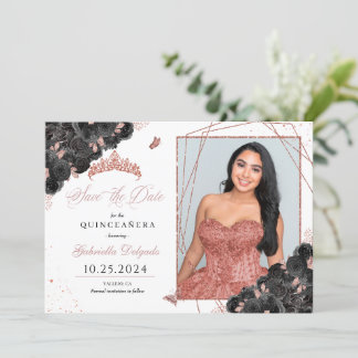 Rose Gold Quinceñera Save the Date Foto Einladung
