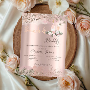 Rose Gold Rahmen Brunch & Bubbly Brautparty Einladung