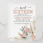 Rose Gold Real Foil Sweet 16 Sixteen Boho Floral Folieneinladung<br><div class="desc">Dieses Design kann in dem Bereich personalisiert werden, der durch das Ändern des Fotos und/oder Textes zur Verfügung gestellt wird. Sie können auch angepasst werden, indem Sie auf Vorlage personalisieren klicken und dann auf die Schaltfläche klicken, um weitere Optionen anzupassen, um die Hintergrundfarbe zu löschen oder zu ändern, Text hinzuzufügen,...</div>
