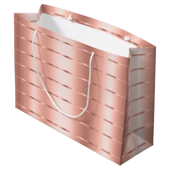 Rose Gold Ribbon Bow Brautparty Große Geschenktüte (Rückseite Schrägansicht)