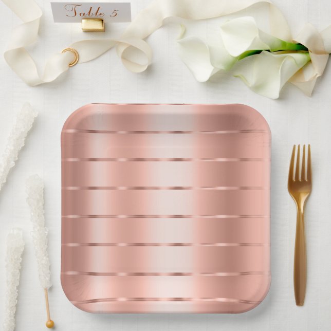 Rose Gold Ribbon Brautparty Pappteller (Hochzeit)