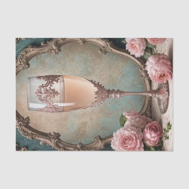 Rose Gold Rokoko Französischer Champagner-Glass De Seidenpapier (Vorderseite)