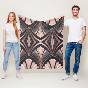 Rose Gold Romance Neo Art Deco Fächer Design Fleecedecke
