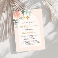 Rose Gold Rosa Blumenkreuz Luxus Erste Kommune