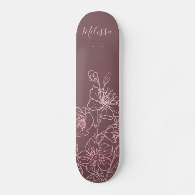 Rose Gold Rosa Blütenrosa Skateboard (Vorderseite)