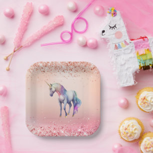 Rose Gold Rosa Einhorn Sparkone Pappteller