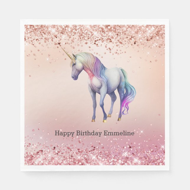 Rose Gold Rosa Einhorn Sparkone Serviette (Vorderseite)