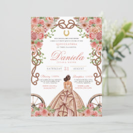 Rose Gold Rosa Eleganter Western Charra Quinceaner Einladung