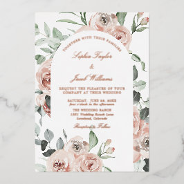 Rose Gold Rosa Eukalyptus-Hochzeit Folieneinladung