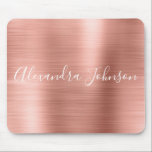 Rose Gold - Rosa Foil Moderne Girl Mousepad<br><div class="desc">Blush Pink - Rose Gold Metallic Foil Girly Office Business Mousepad mit weißer Schrift für die Monogramm-Signatur. Das Mit Monogramm Rose Gold Imitats Foil Mouse Pad kann mit Ihrem Namen angepasst werden. Bitte kontaktieren Sie den Designer,  um passende Artikel zu erhalten.</div>
