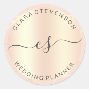 Rose Gold & Rosa geometrischer Hochzeitsplaner Runder Aufkleber
