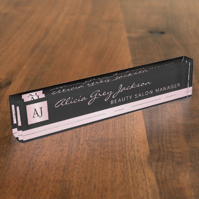 Rose Gold Rosa Giro Business Office modern Namensplakette (Seite)