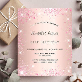 Rose Gold Rosa Glitzer Einladung zum Geburtstag de
