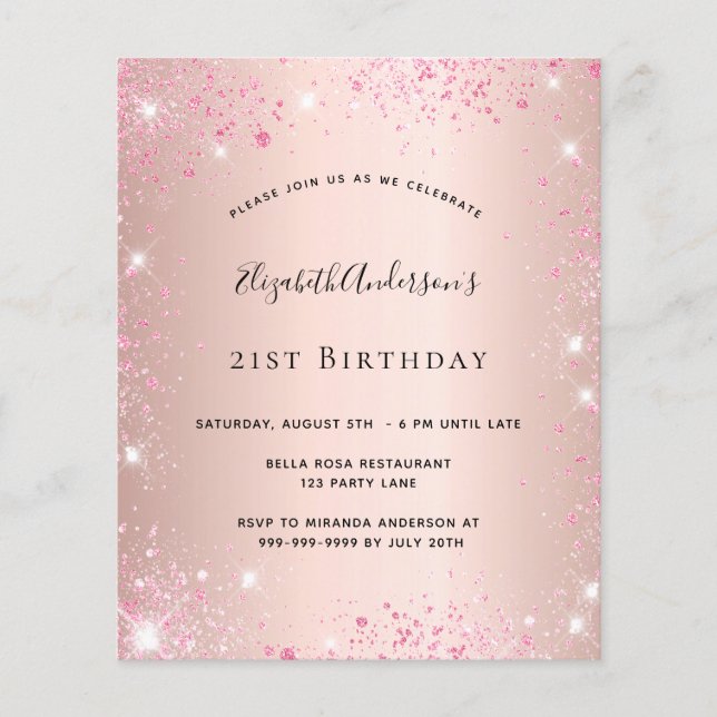 Rose Gold Rosa Glitzer Flyer (Vorne)